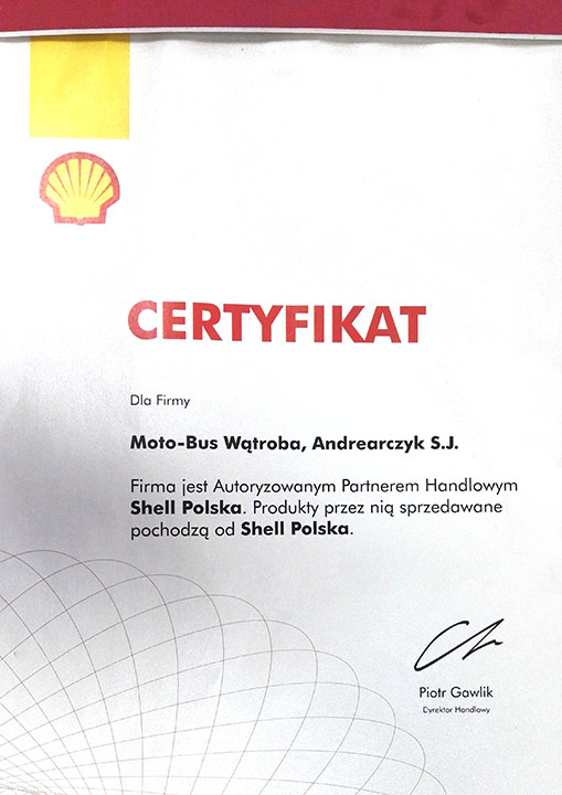 MOTOBUS - Certyfikat Shell